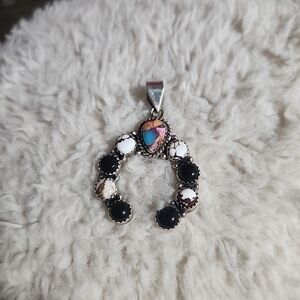 Silver and Onyx Naja Native Pendant Necklace